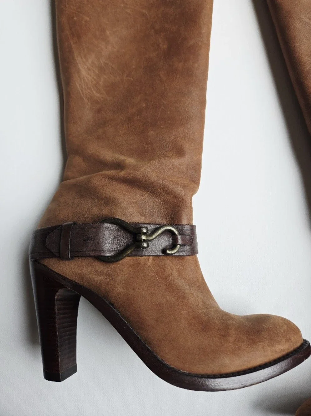 Cole Haan NikeAir Tantivy Brown Leather Knee High Heel Boots Women's Size 7